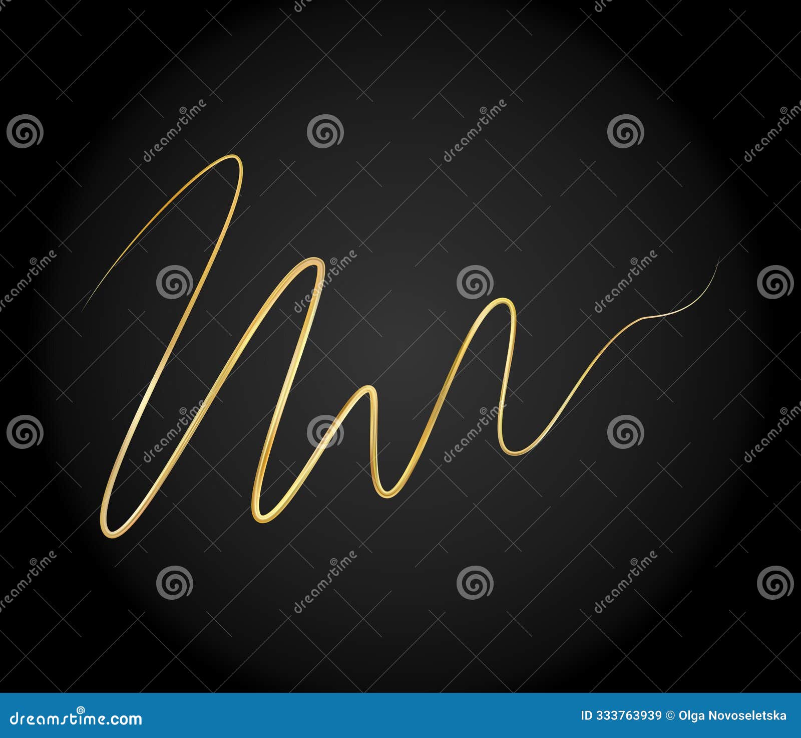 golden doodle abstract line. hand drawn curly swishes