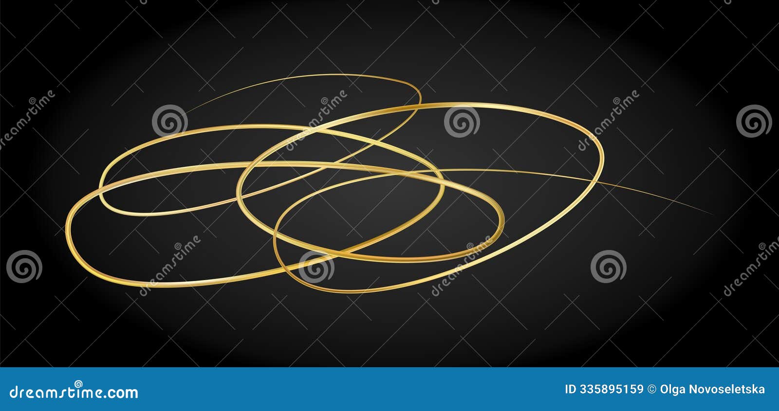 golden doodle abstract line. hand drawn curly swishes