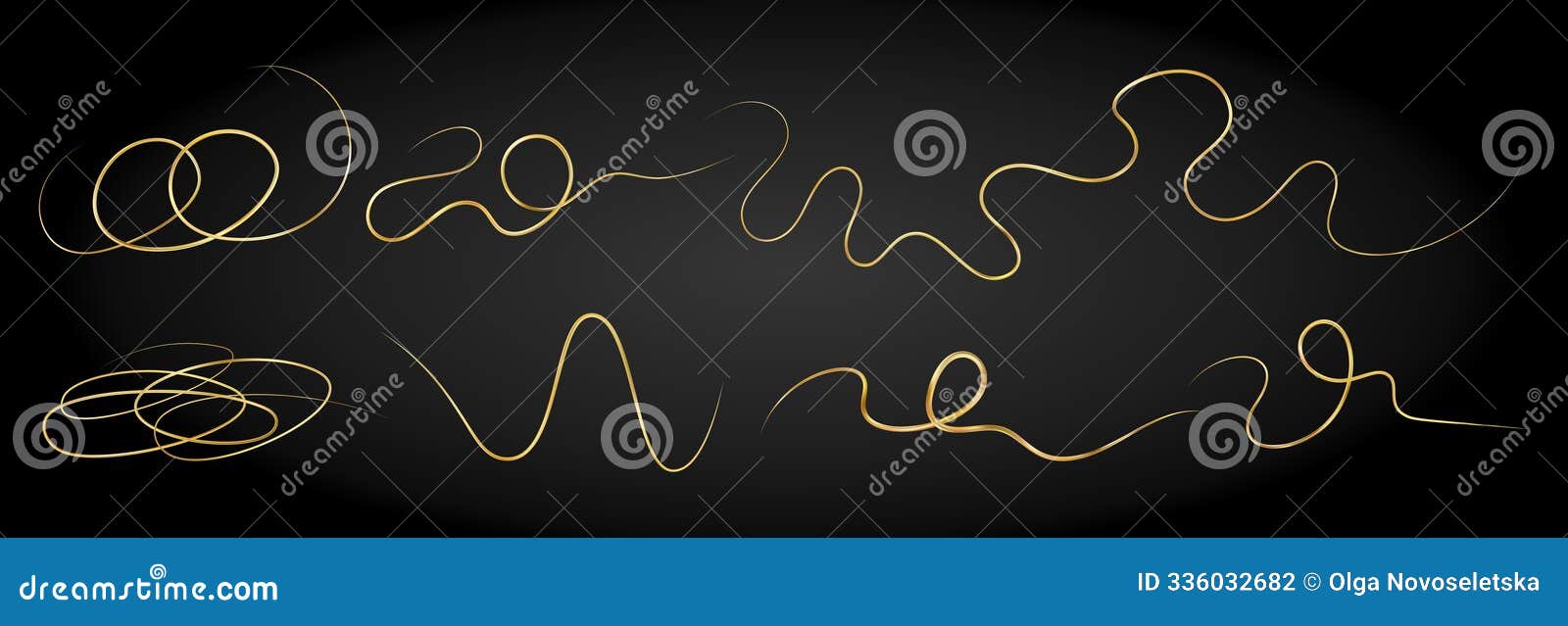 golden doodle abstract line. hand drawn curly swishes