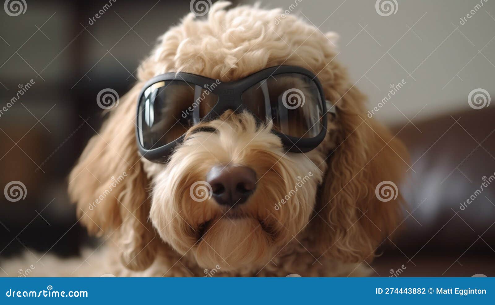 Golden Doodle Wearing Funny Goggles Stock Photo Image of purebred