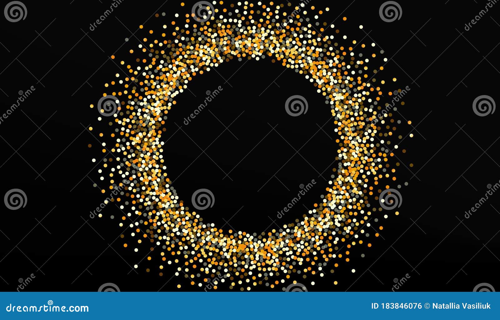 The illustration spotted circle 3D effect golden black background