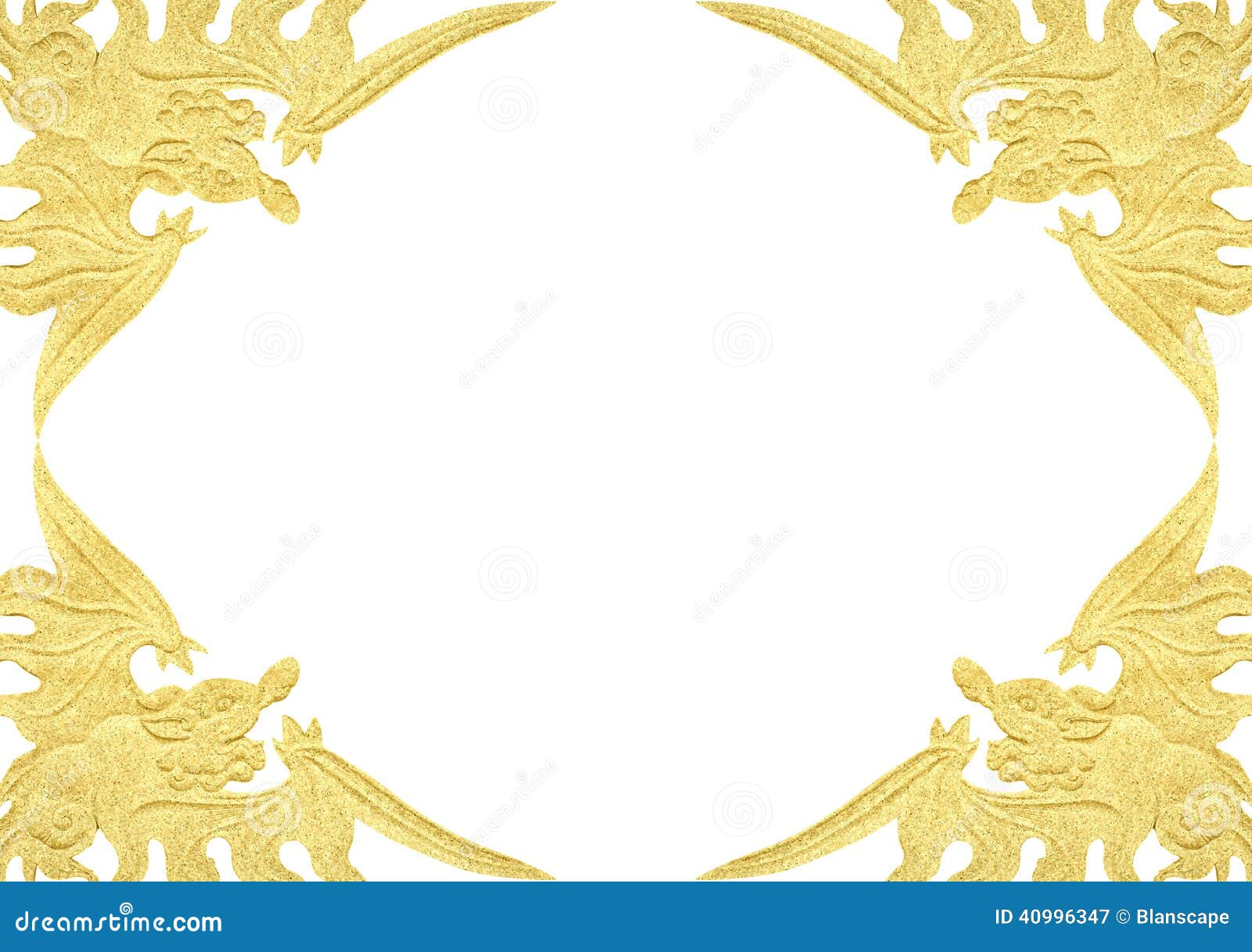 Golden Dragon Frame Isolated On White Stock Image Image of framework