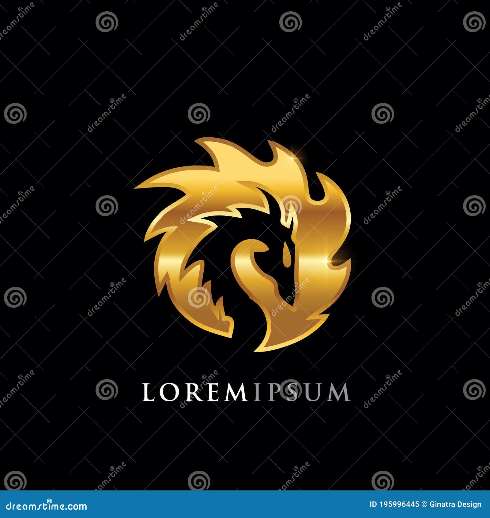 Golden Dragon Head Logo Sign Stock Vector Illustration Of Gold Emblem