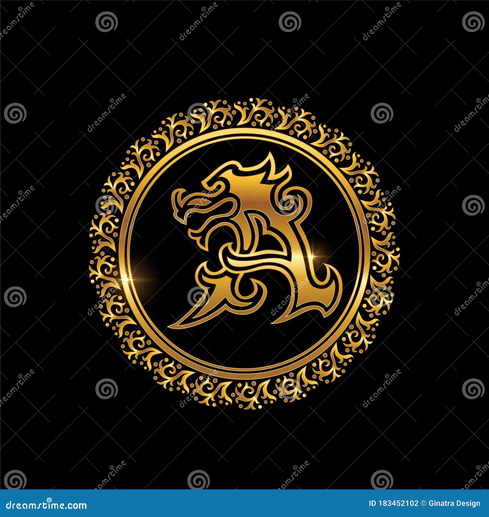 Golden Dragon Letter A Initial Logo Stock Vector Illustration Of Identity Background