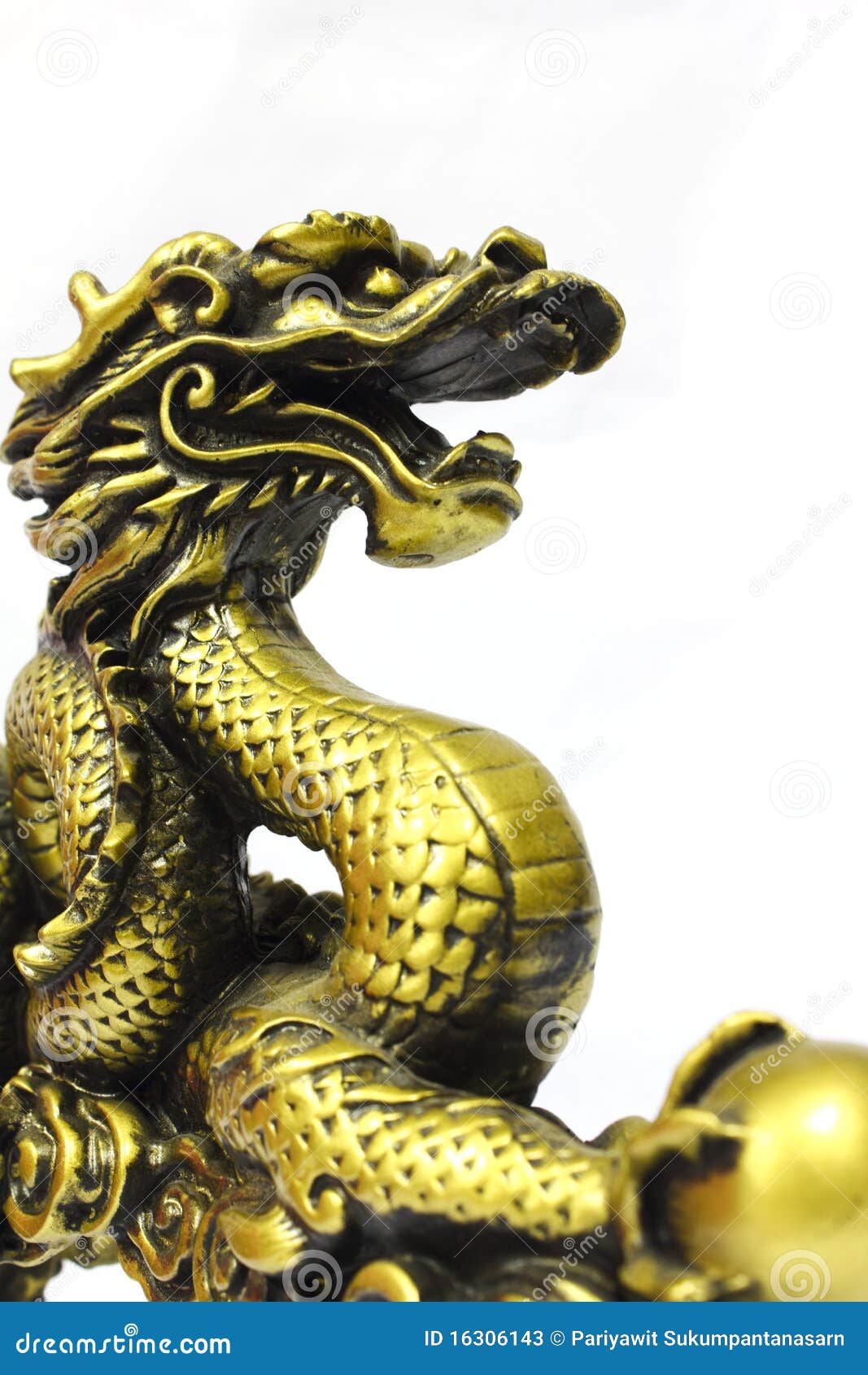 Golden dragon on white stock image. Image of religion 16306143