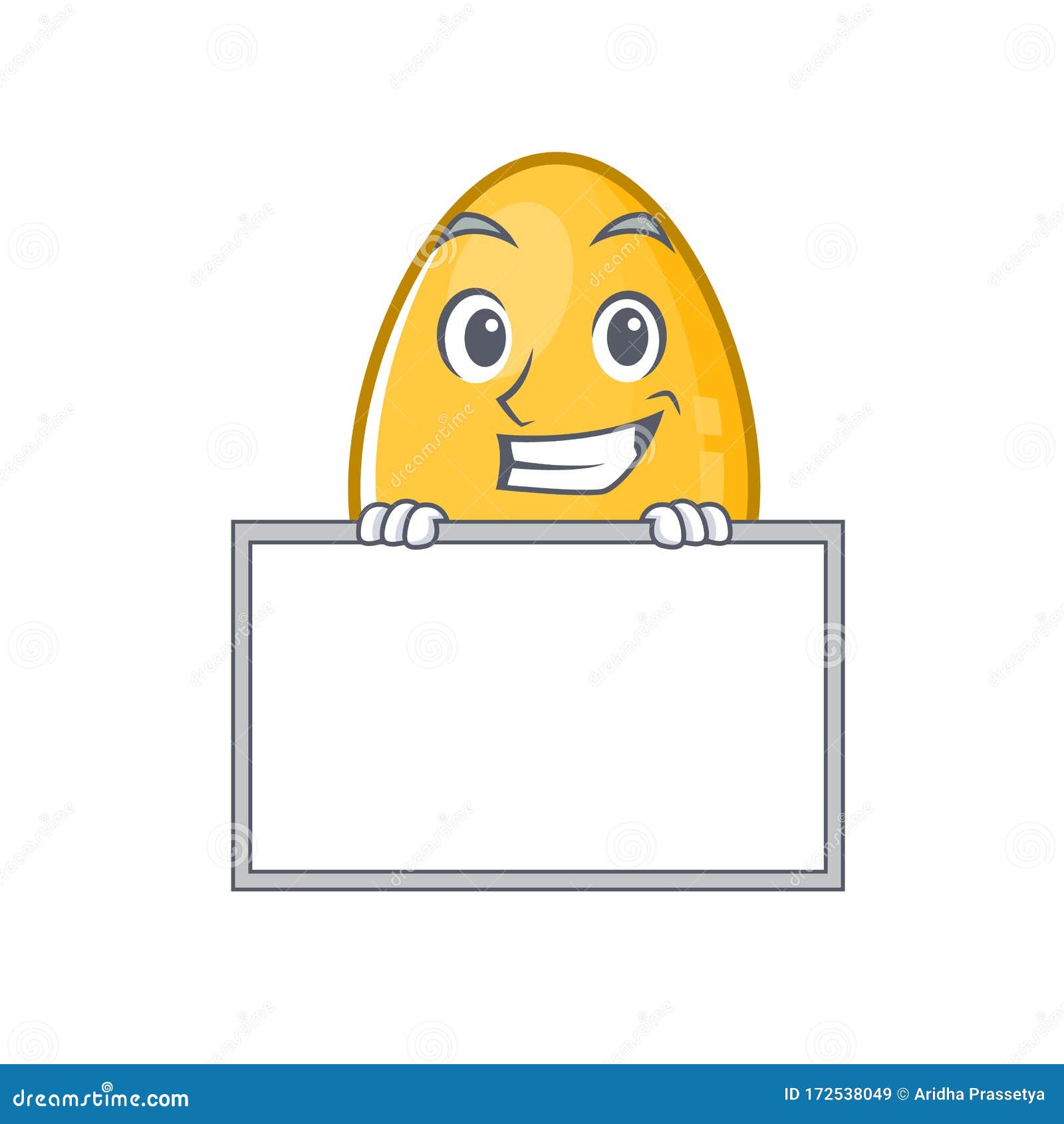 Golden Egg Cartoon Design Concept Grinning with Board Stock Vector Illustration of cartoon