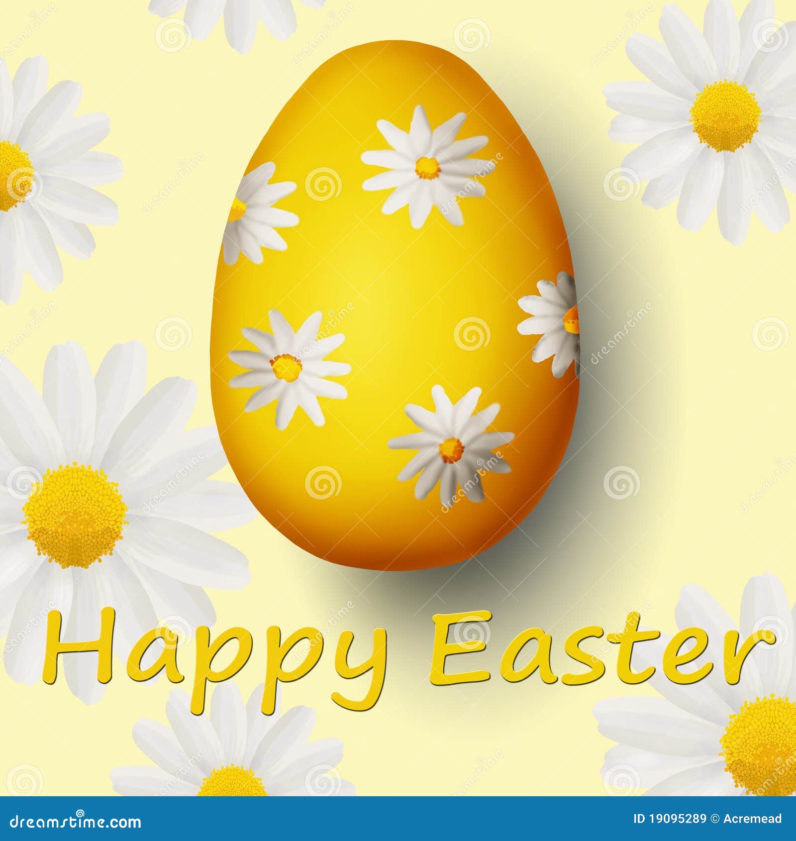 Golden Egg With Daisies And Happy Easter Stock Illustration