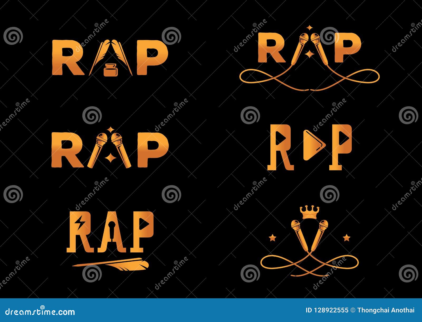 Golden Element Rap Word Design Stock Vector Illustration of music