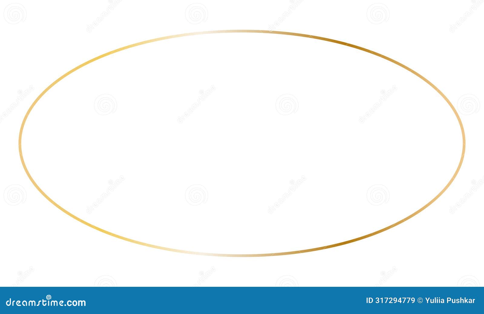 gold ellipse horizontal frame.  outline thin oval aesthetic border for invitations 