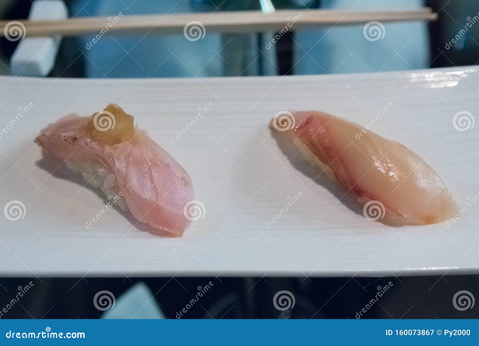 Golden Eye Snapper and Stripe Jack Sushi Stock Image - Image of life, rice:  160073867