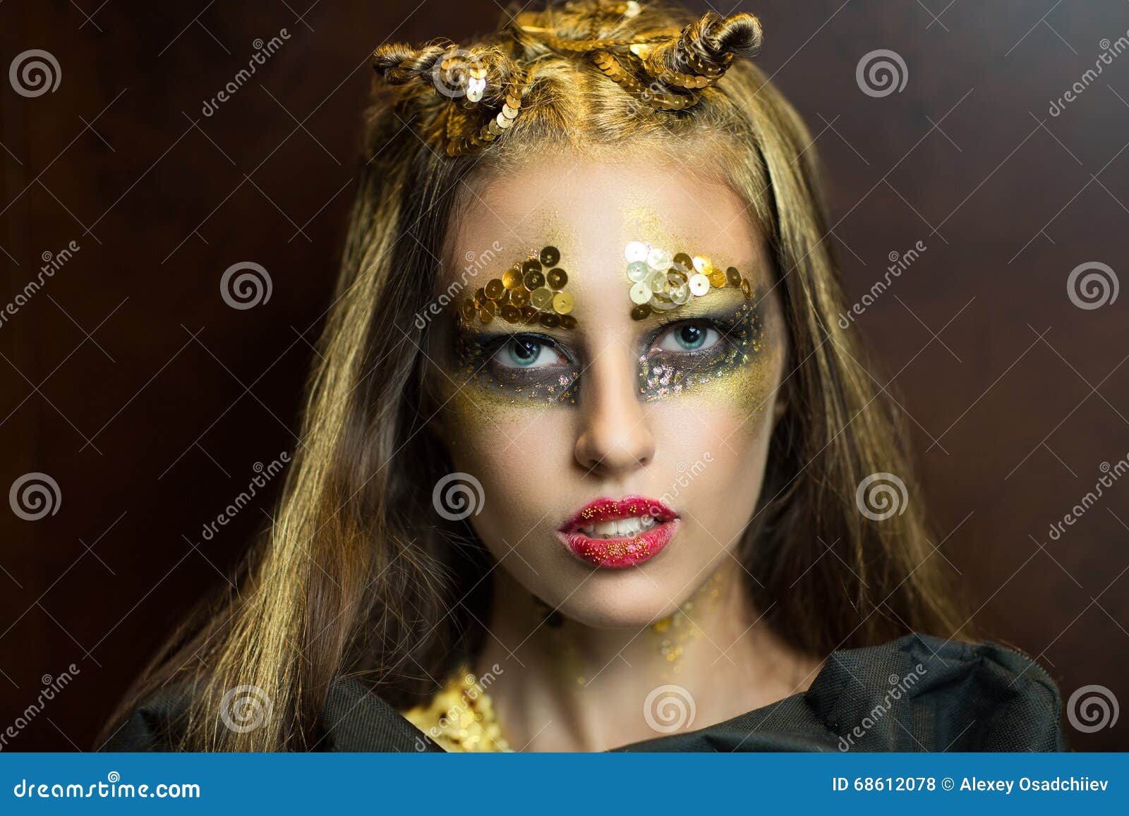 Golden face art stock photo. Image of imaginary, glowing - 68612078