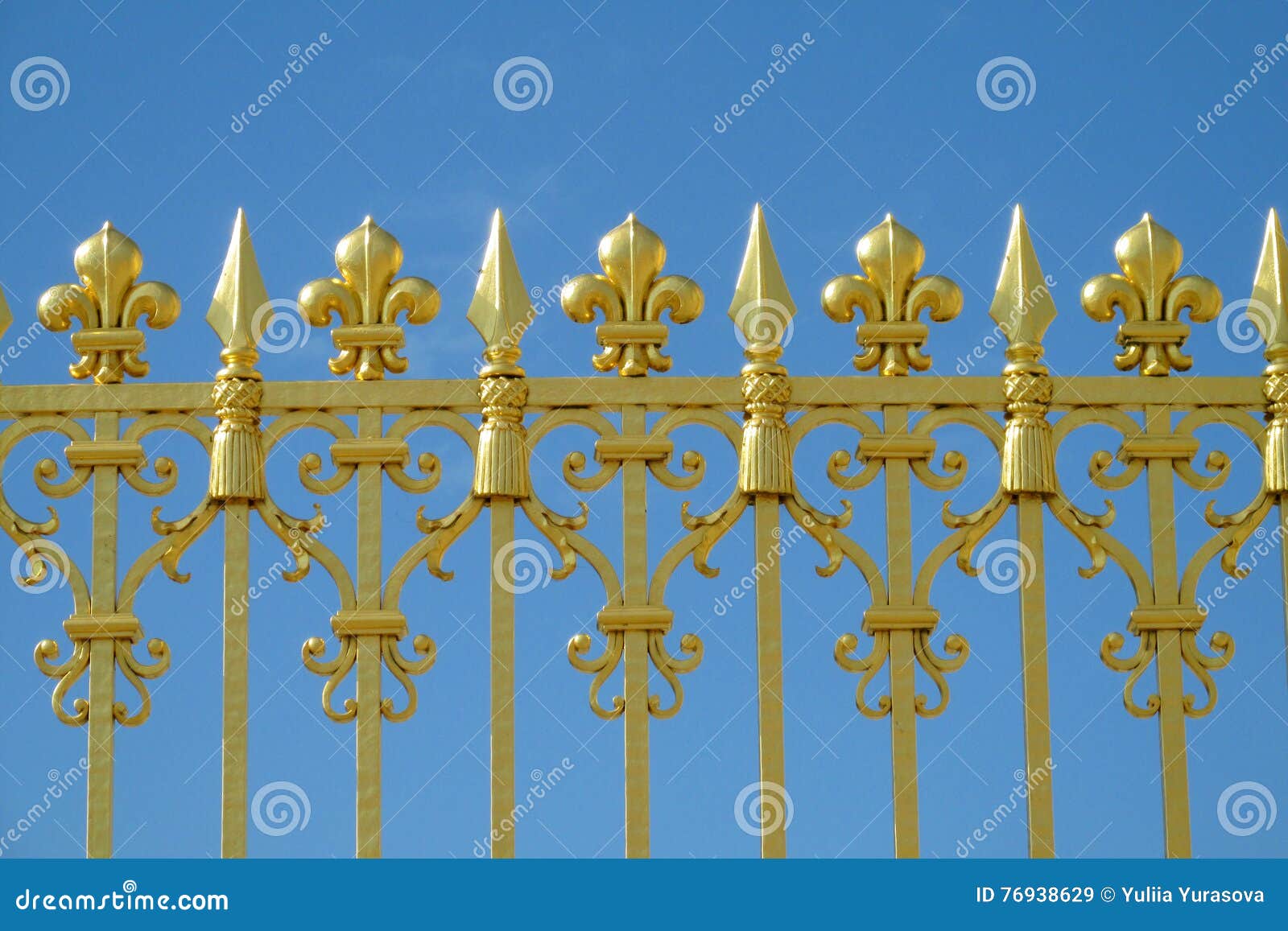 Golden Fence with Needles and Ornaments Stock Image - Image of decor ...