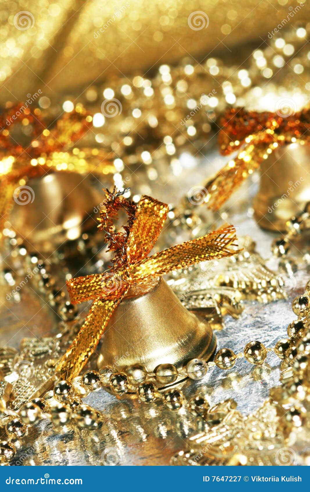 Golden festive bells stock image. Image of bell, december 7647227