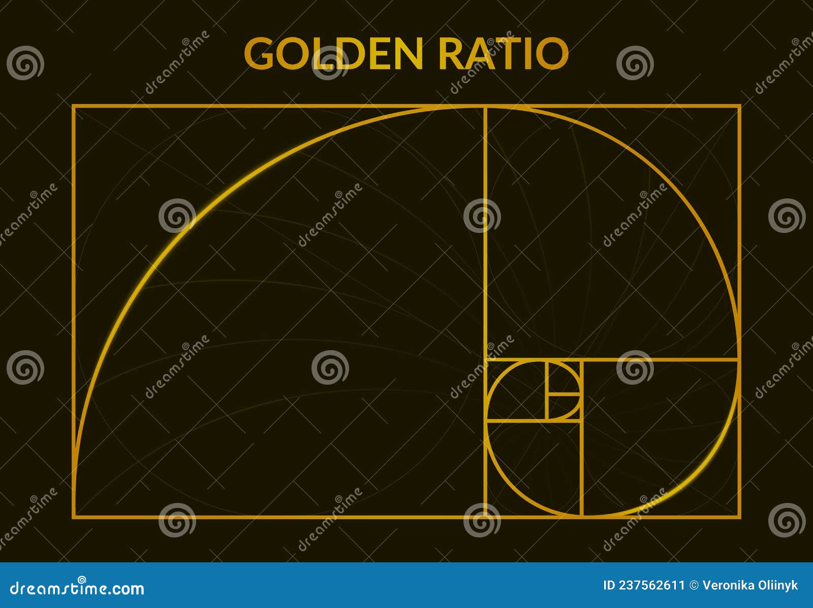 Golden Fibonacci Number, Golden Section, Spiral Proportion Poster ...