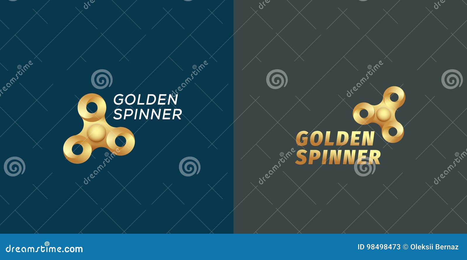 Golden Fidget Spinners Abstract Vector Sign, Emblem or Logo Templates