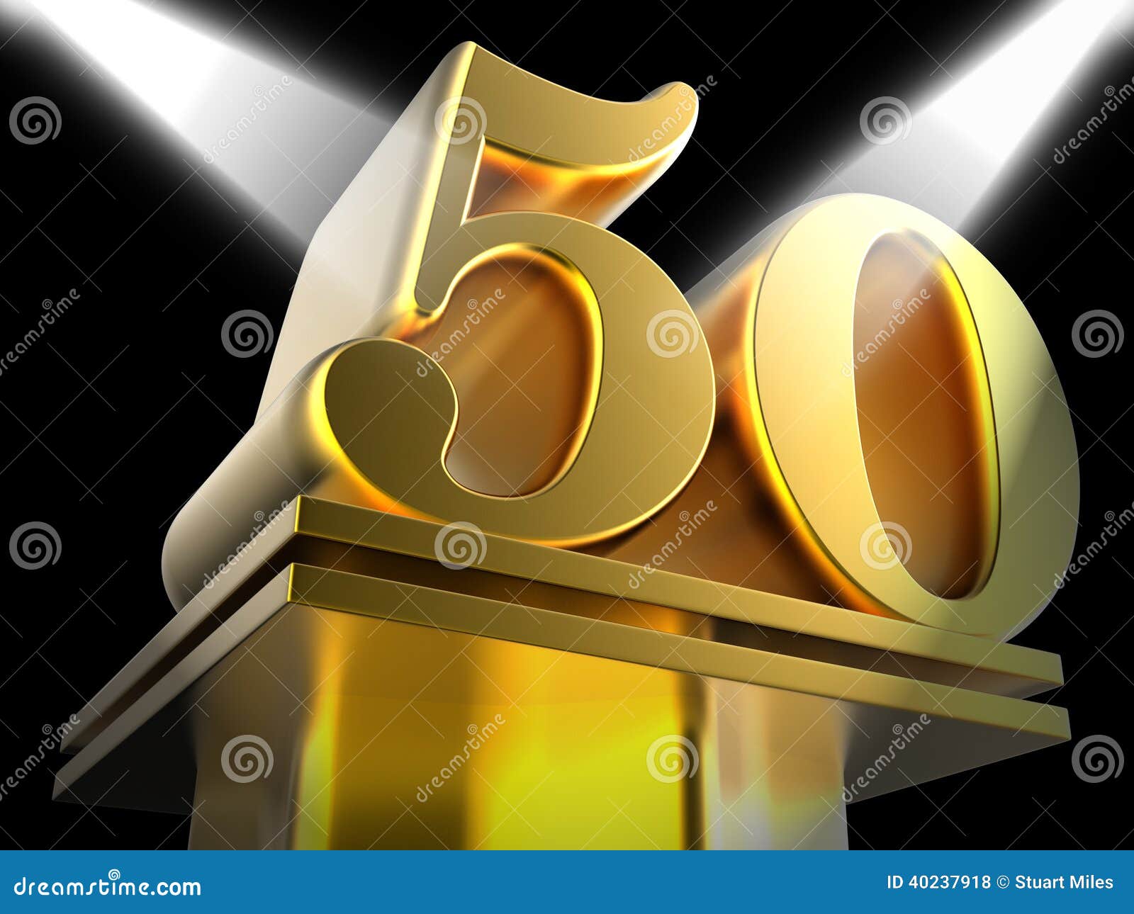 Golden Fifty on Pedestal Means Movie Awards or Stock Illustration ...