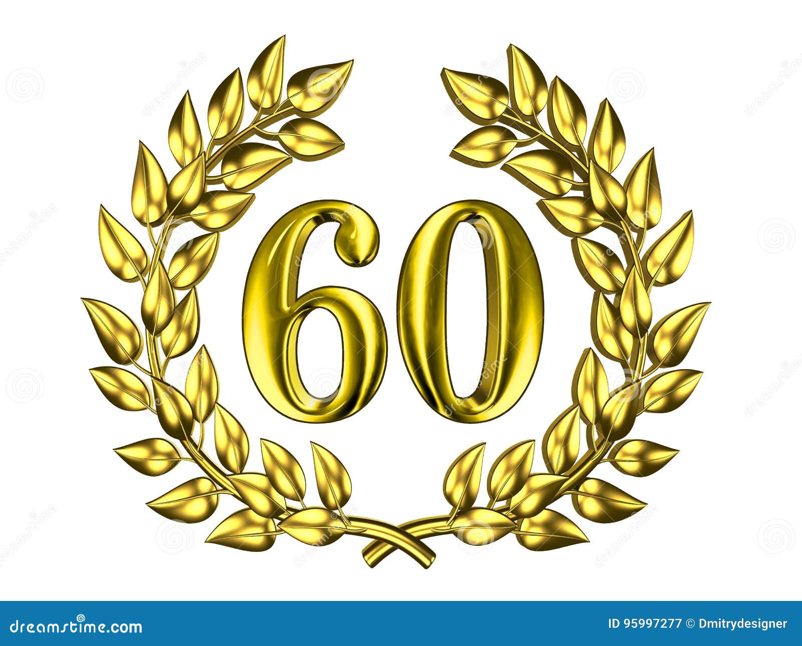 Golden Figure of 60 in a Gold Wreath Stock Illustration