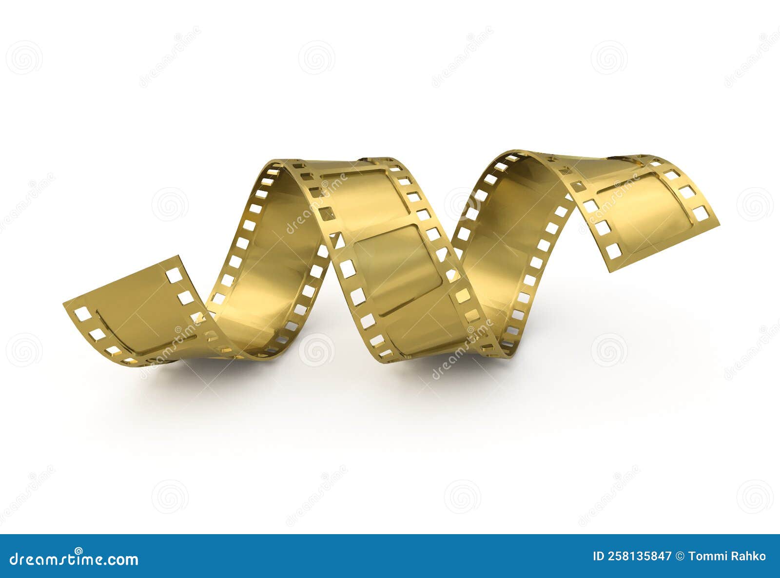 Golden Film Tape Isolated on a White Surface Background Stock