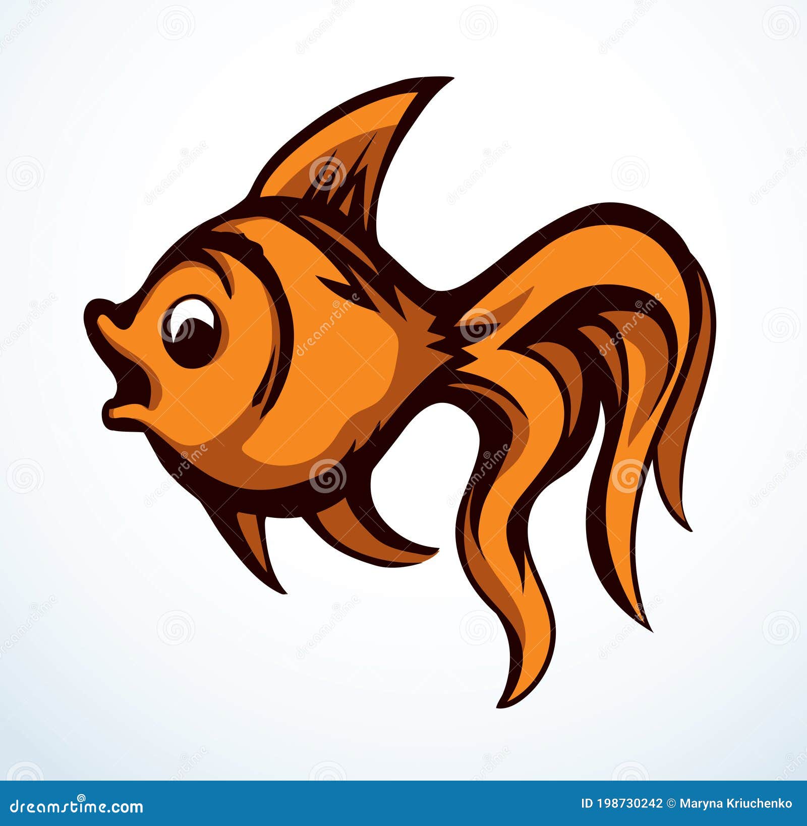 Golden Fish. Vector Drawing Icon Stock Vector - Illustration of orange,  fishing: 198730242