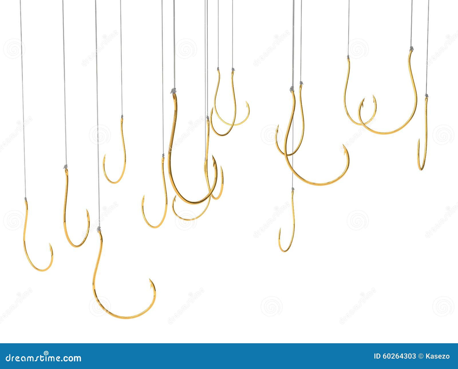 Golden fishing hooks stock illustration. Illustration of catch 60264303