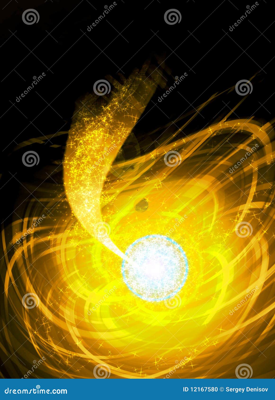 Golden flash on a dark stock illustration. Illustration of light 12167580