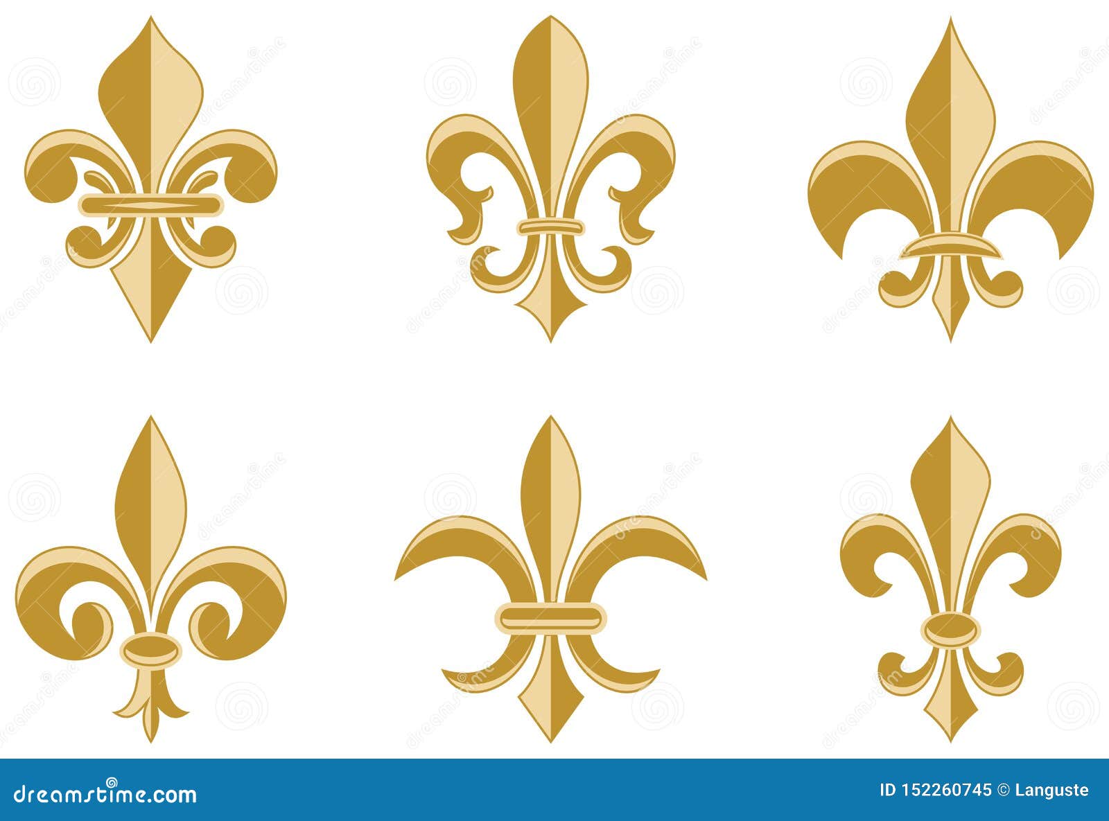 Golden Fleur-de-lis Symbols As Vector. Stock Vector - Illustration of ...