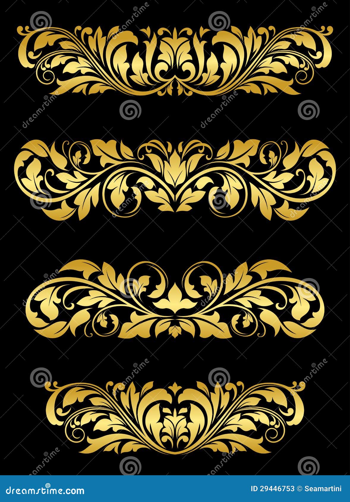 Golden Floral Embellishments Stock Vector Illustration of creative