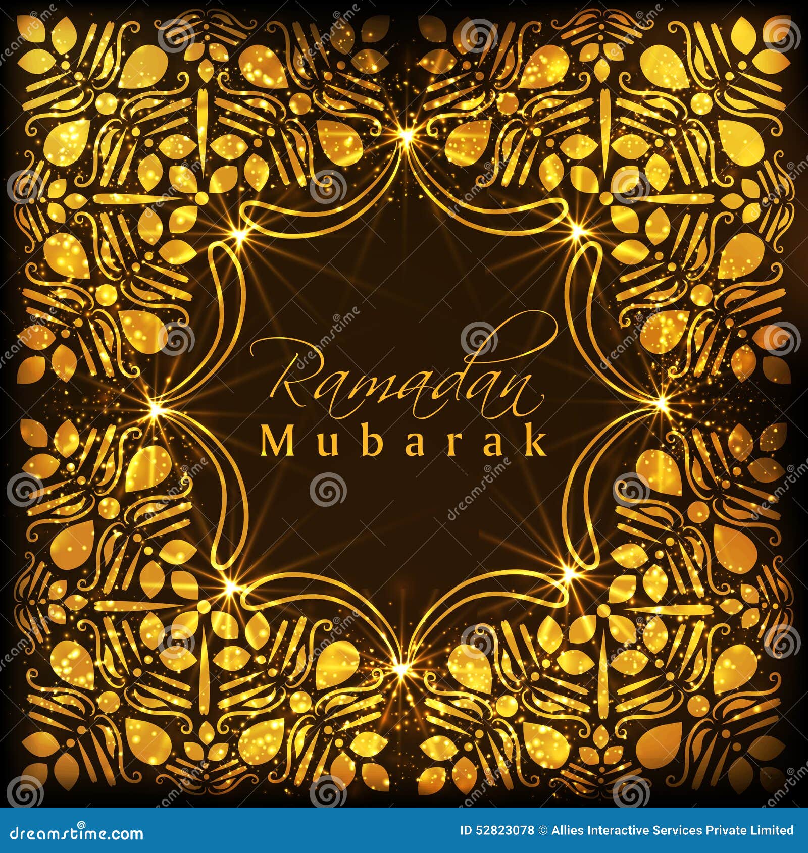 Golden Floral Pattern For Holy Month Ramadan Kareem 