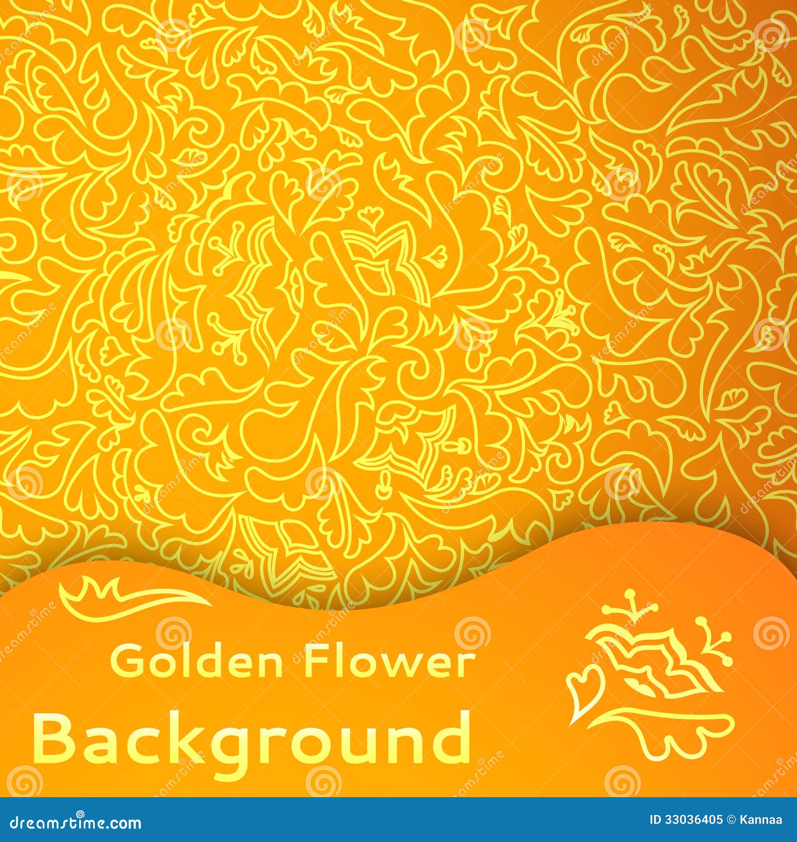 Golden Flower Seamless Background. Stock Vector - Illustration of layout,  border: 33036405