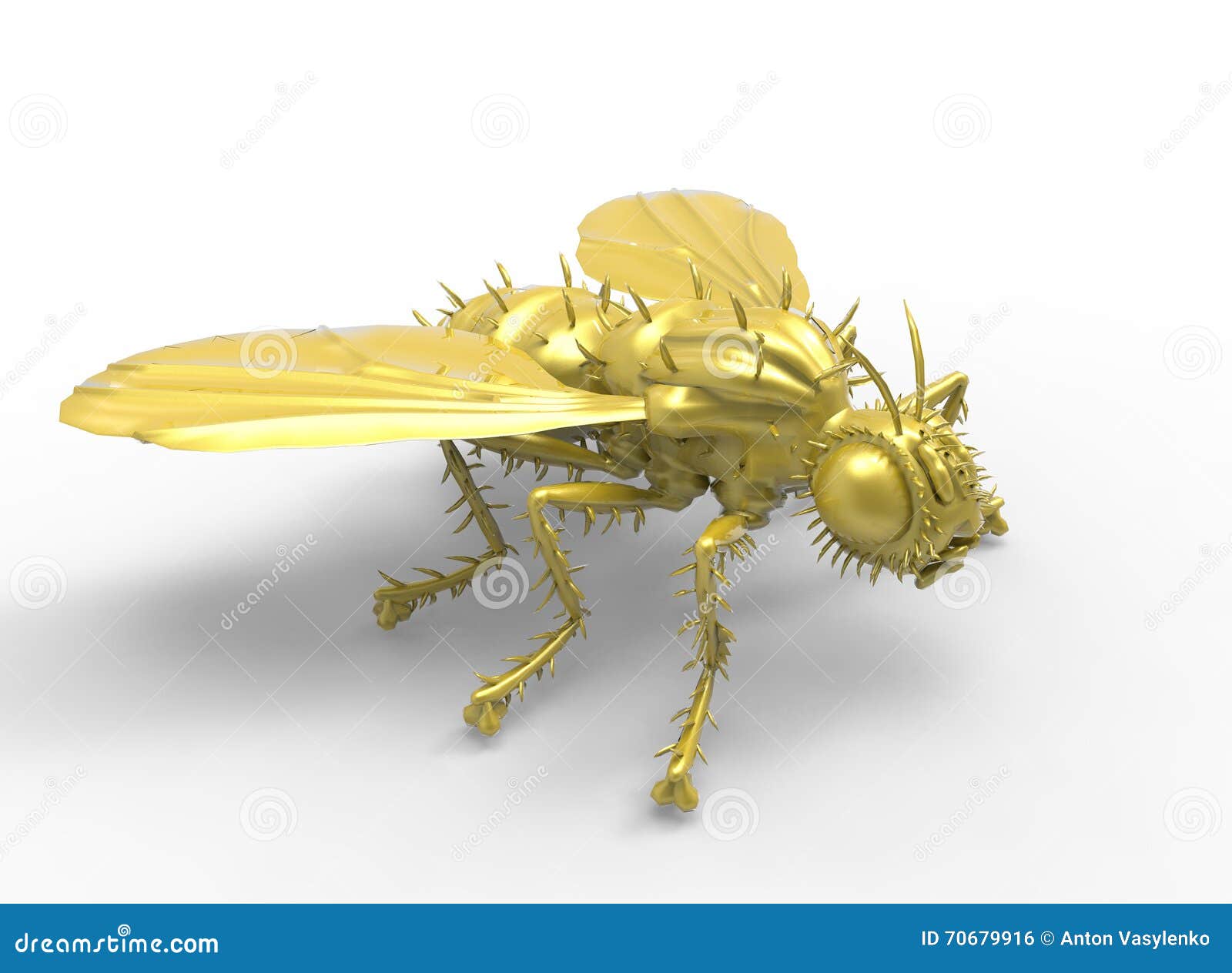 Golden fly. stock illustration. Illustration of green - 70679916