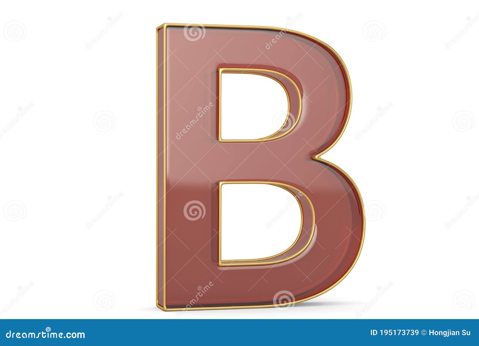 Golden Frame Alphabet Isolated on White Background, 3D Render. 3D