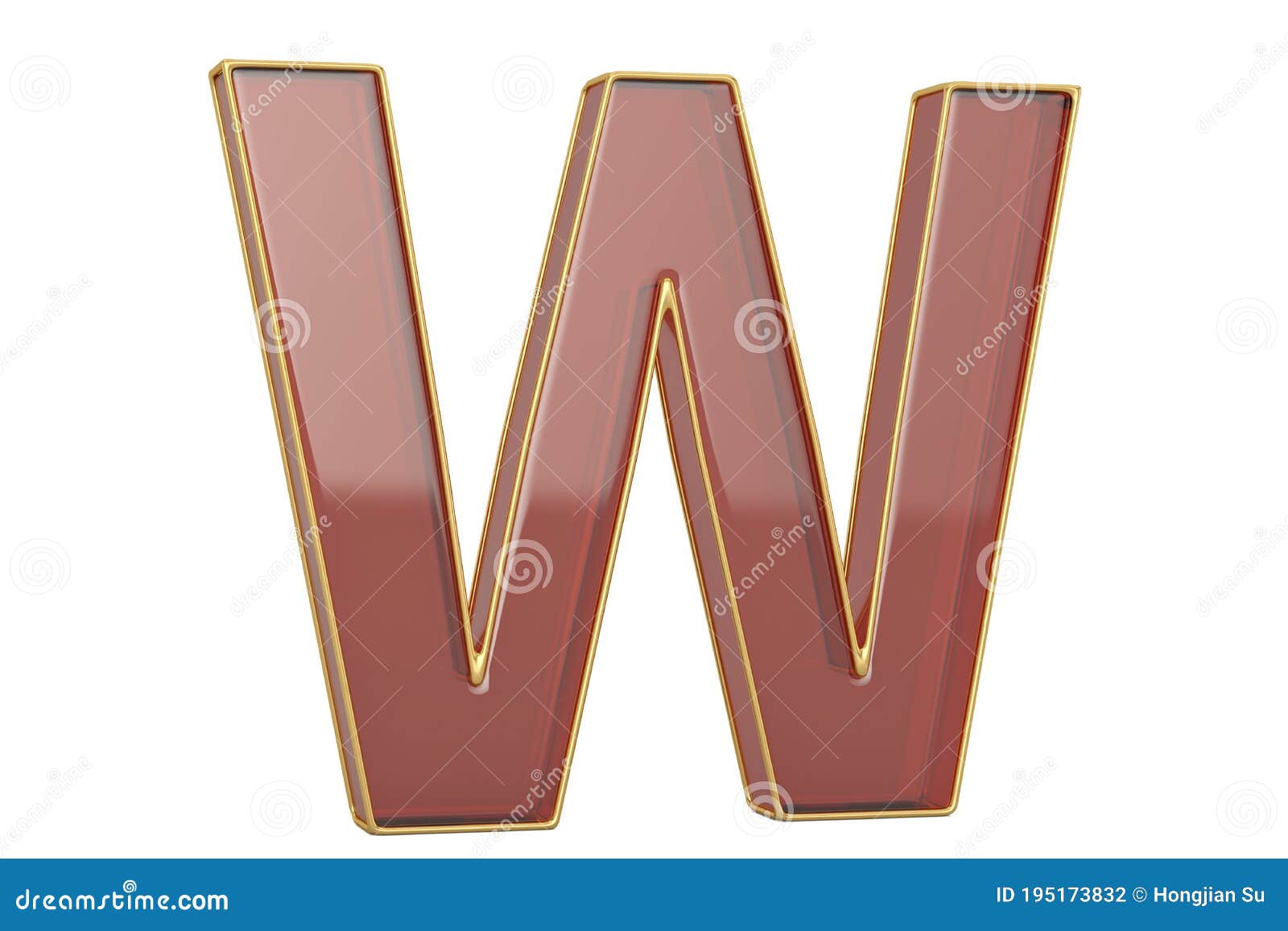 Golden Frame Alphabet Isolated on White Background, 3D Render. 3D