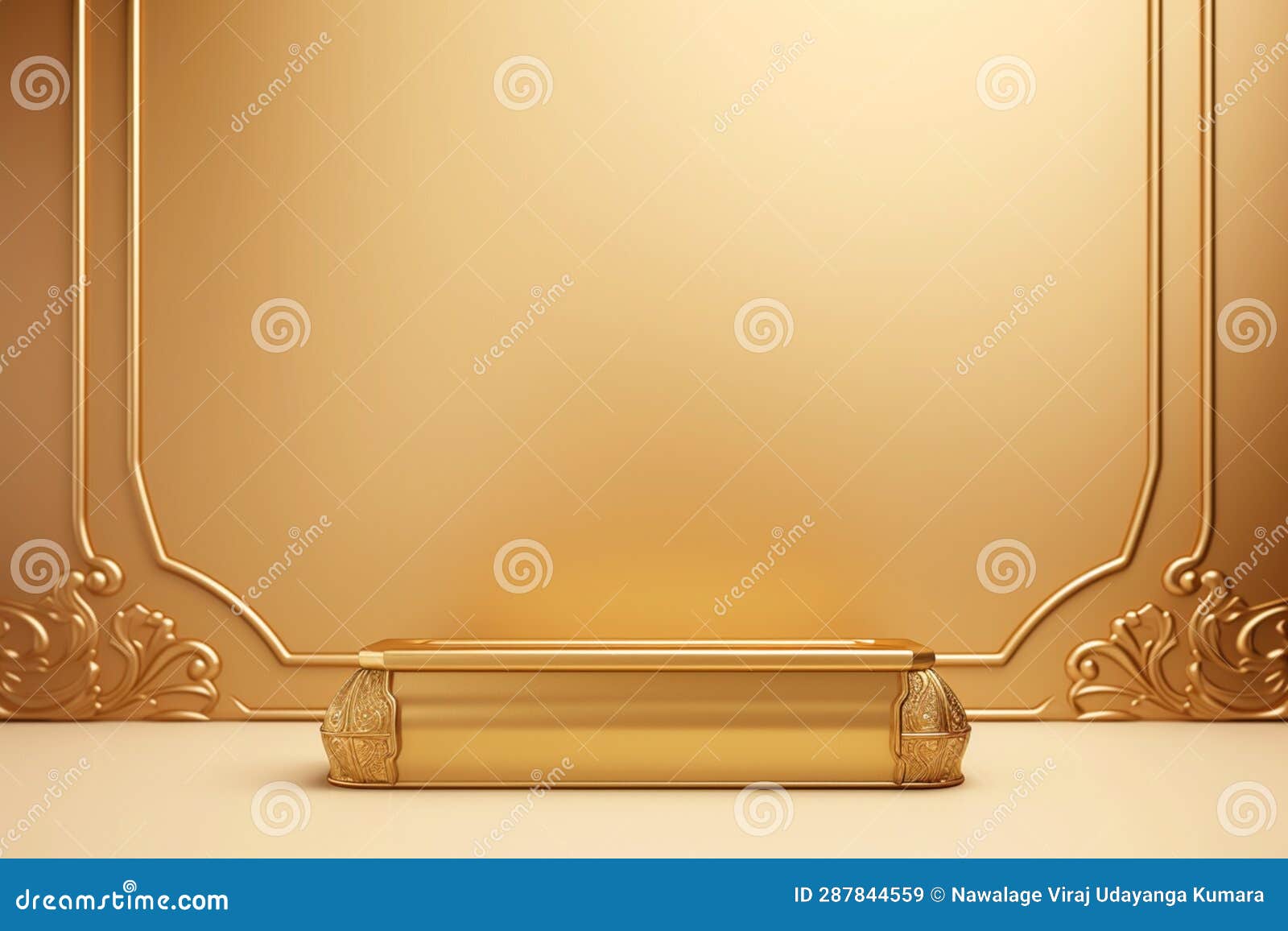 Golden Frame with Copy Space. Generative Ai Stock Illustration