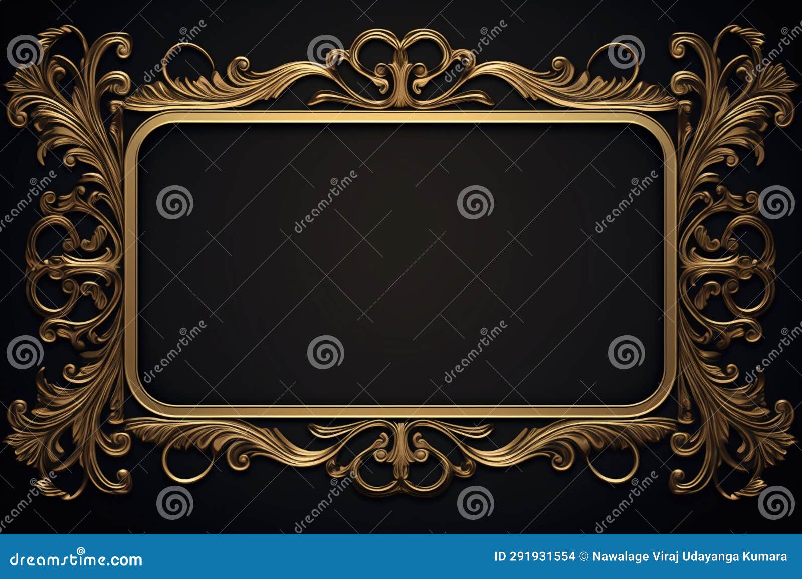 Golden Frame Design. Generative Ai Stock Illustration - Illustration of