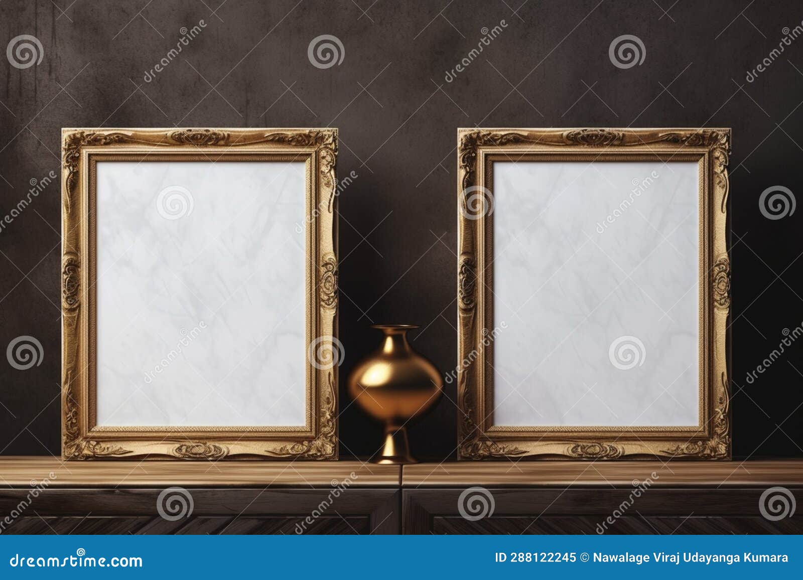 Golden Frame Design. Generative Ai Stock Illustration - Illustration of