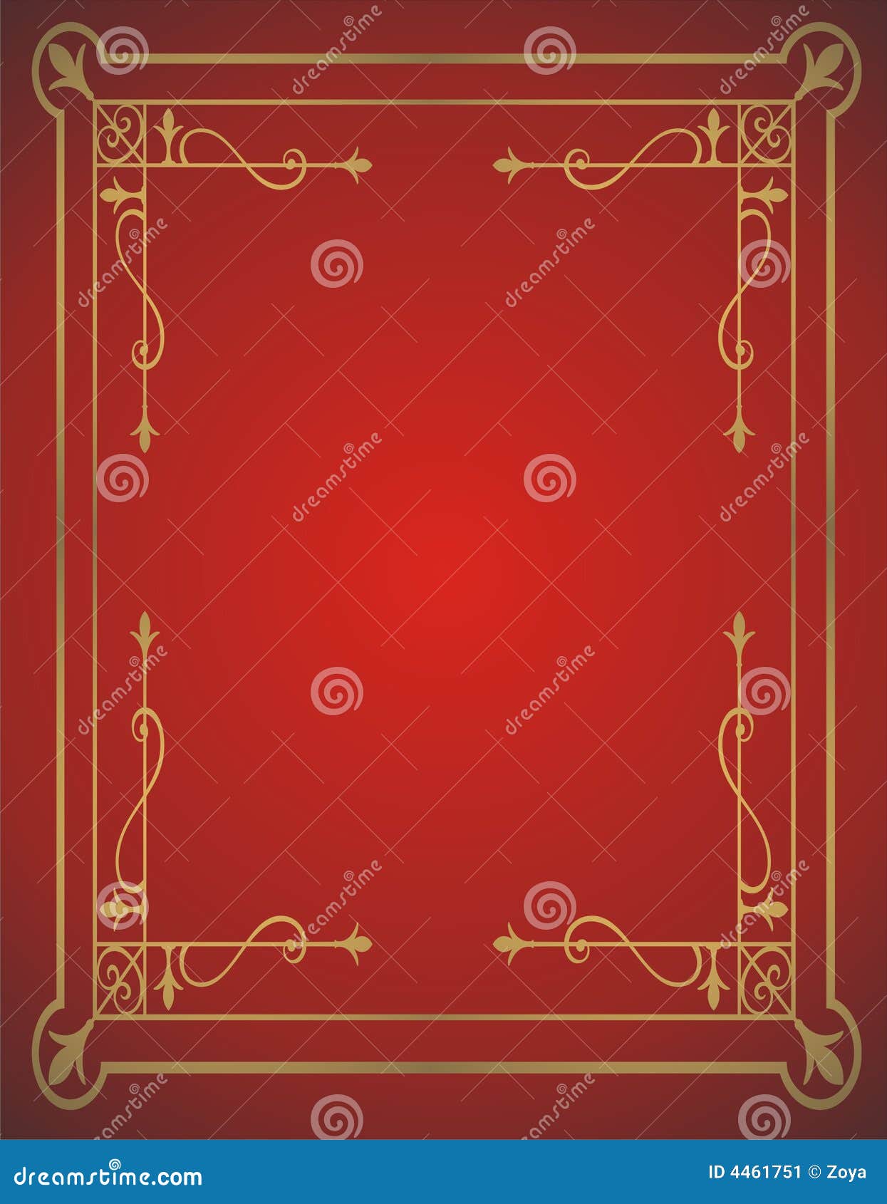 Golden Frame on Red Background Stock Illustration - Illustration of  background, decorative: 4461751