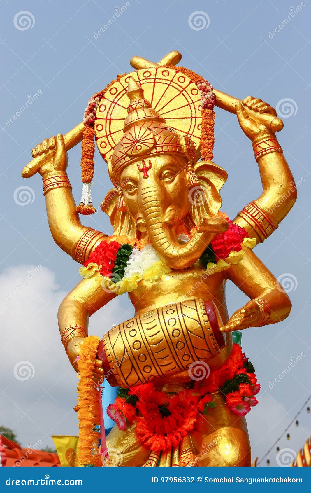 Golden Ganesha, Lord of Success, Statue Stock Photo - Image of festival ...