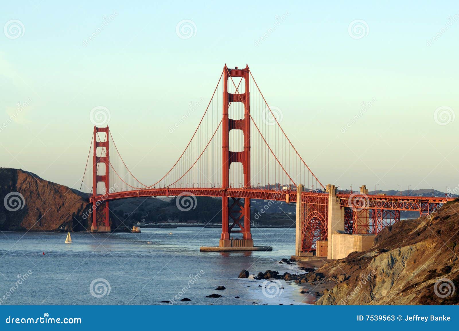 Golden Gate Bridge from the Presidio Stock Image Image of headlands
