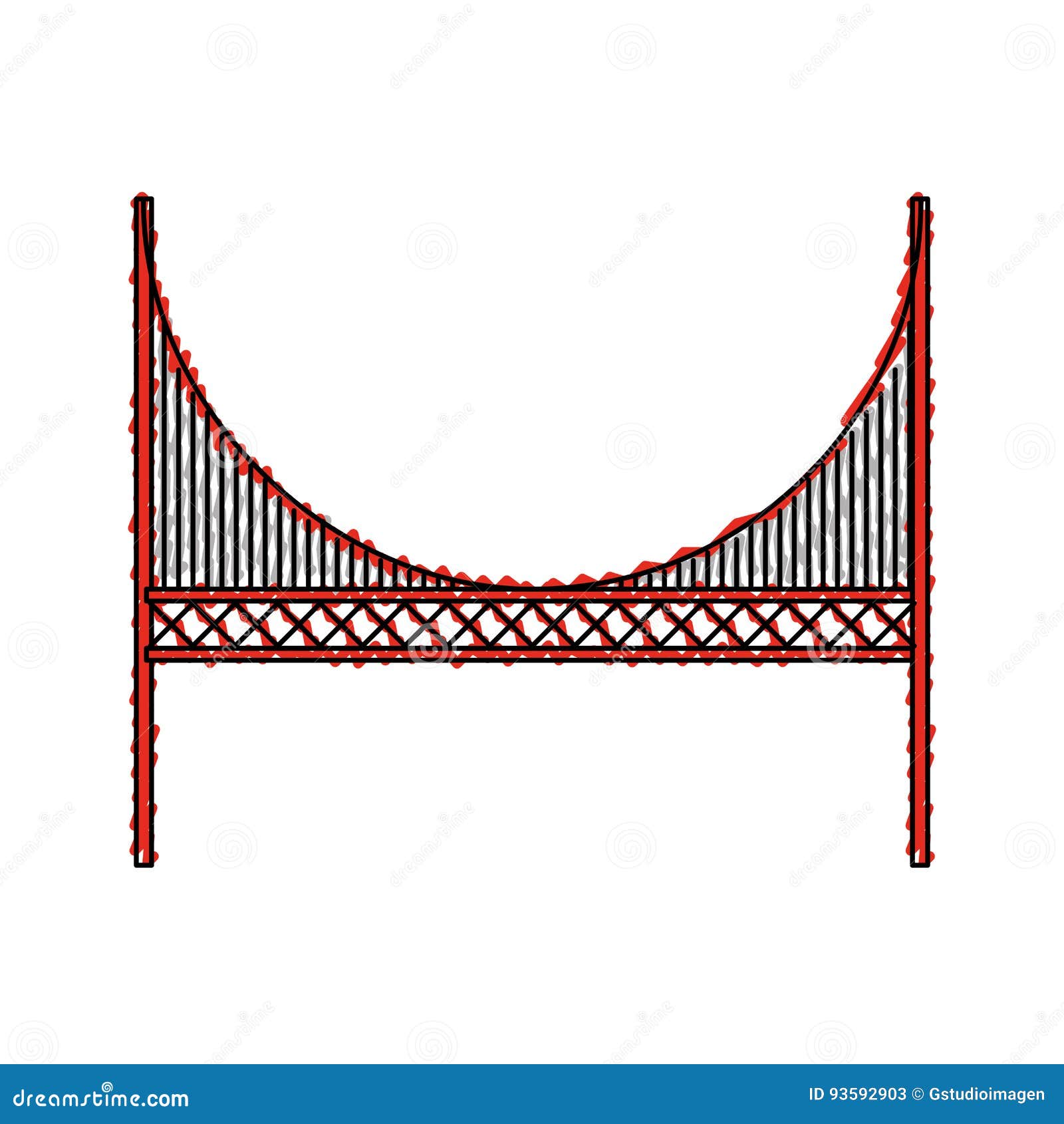 Golden gate bridge stock vector. Illustration of golden - 93592903