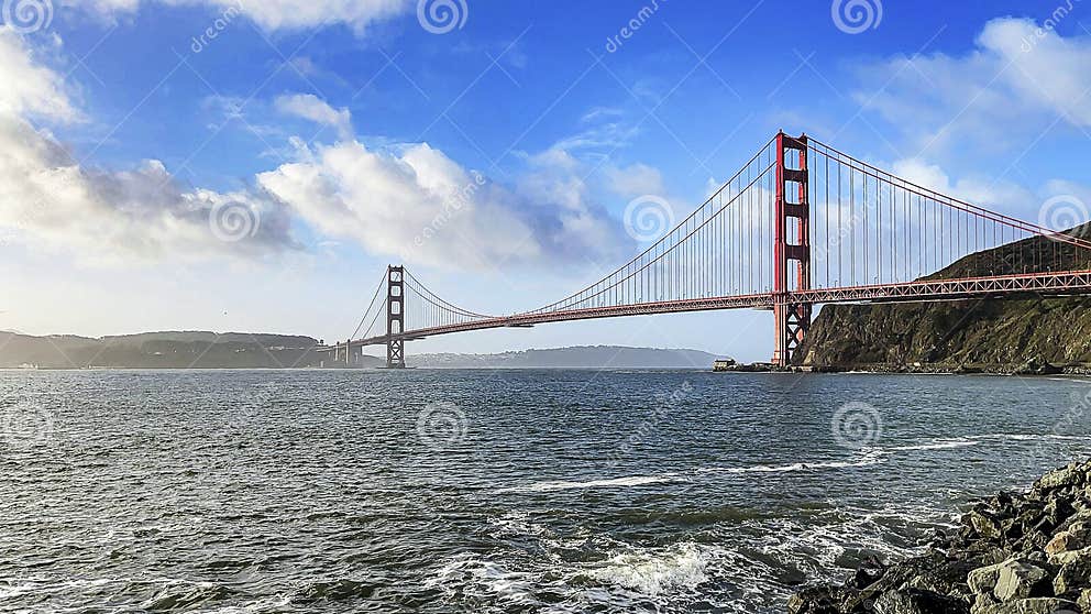 The Golden Gate Bridge Seen from Bay Area and the Discovery Museum and Observation Deck in San