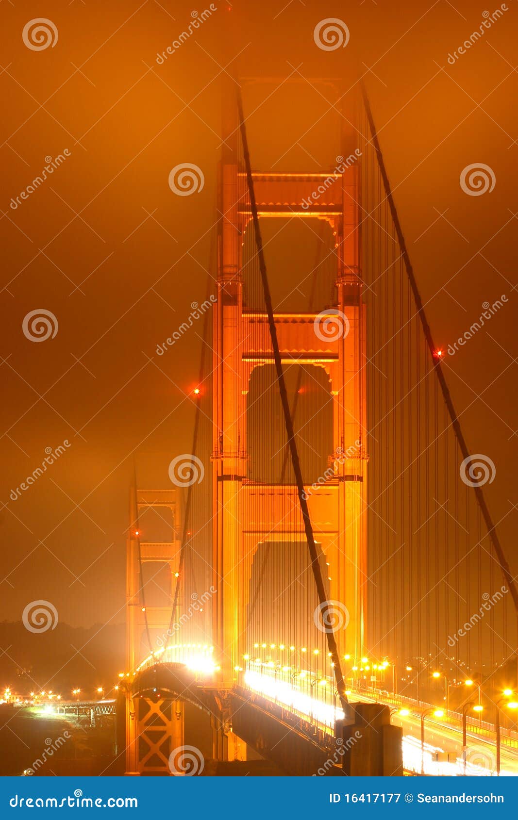 Golden Gate Lights stock image. Image of cross, night 16417177