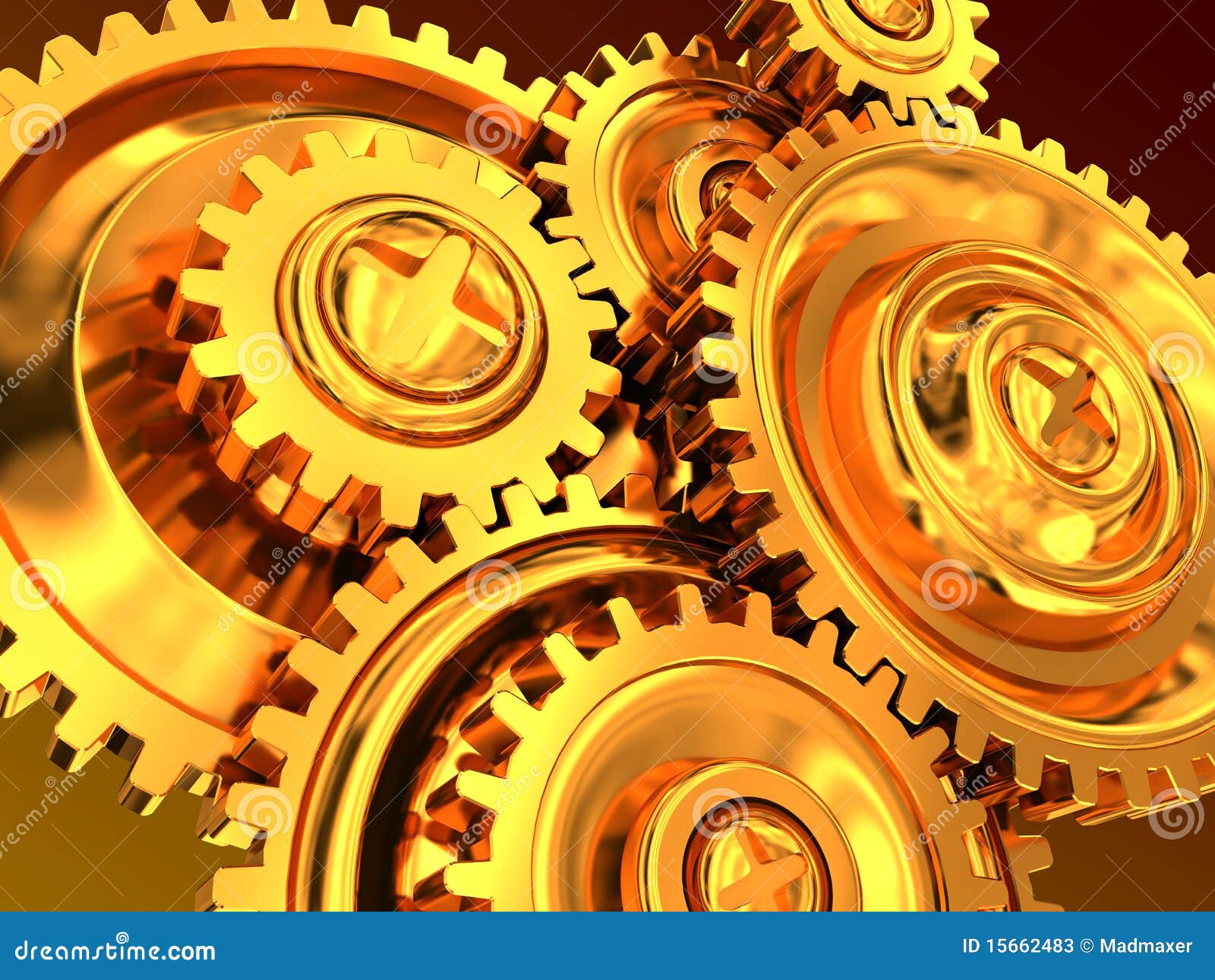 Golden gear wheels stock illustration. Illustration of construction