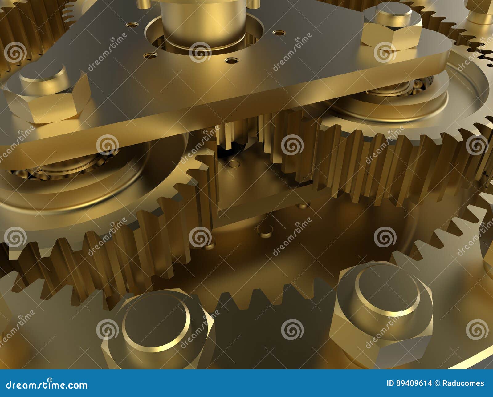 Golden gears stock illustration. Illustration of cogs 89409614