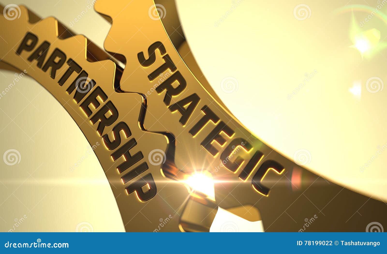 golden gears with strategic partnership concept. 3d