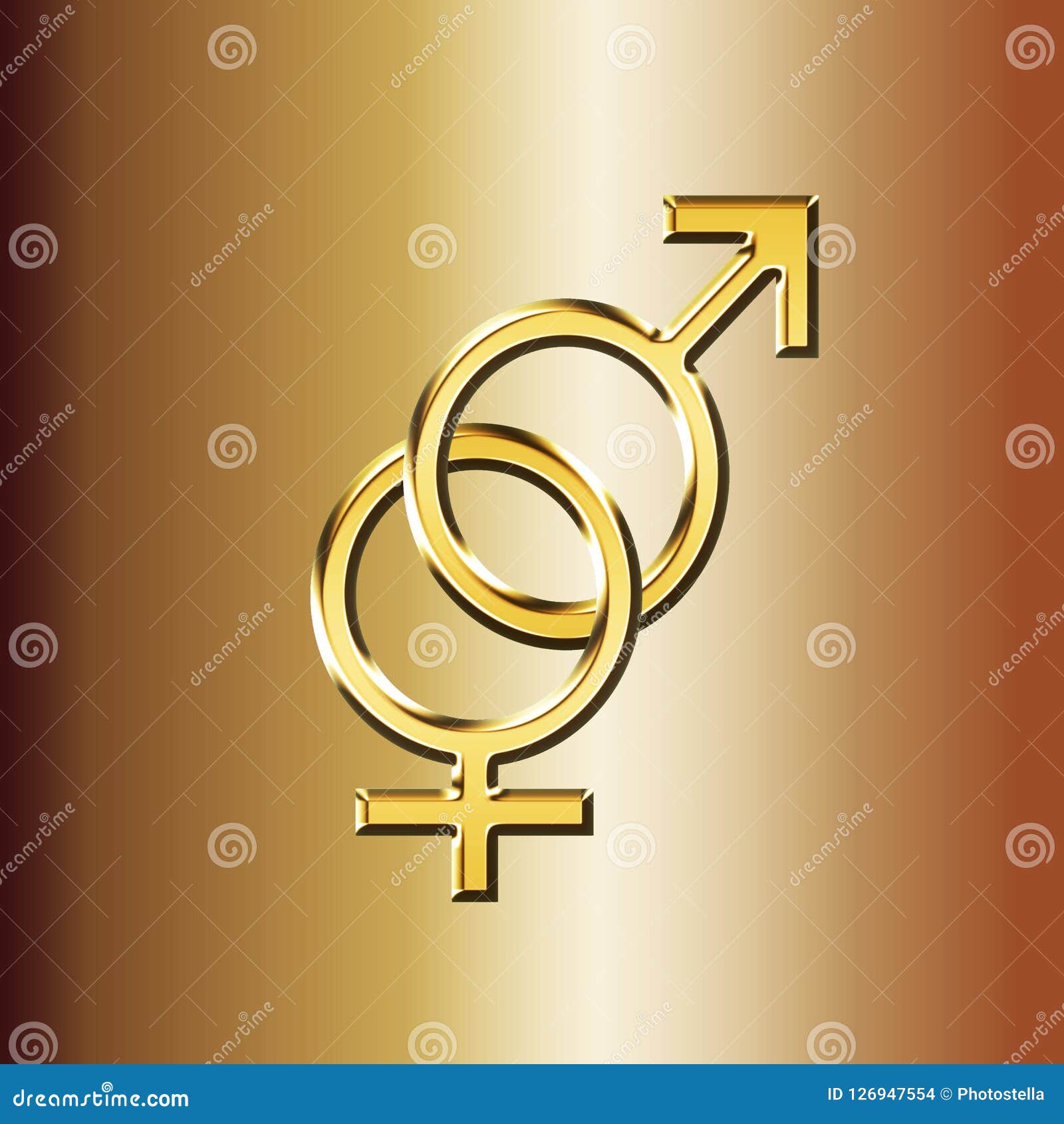 Golden Gender Male And Female Symbol 3d Illustration Stock Illustration Illustration Of