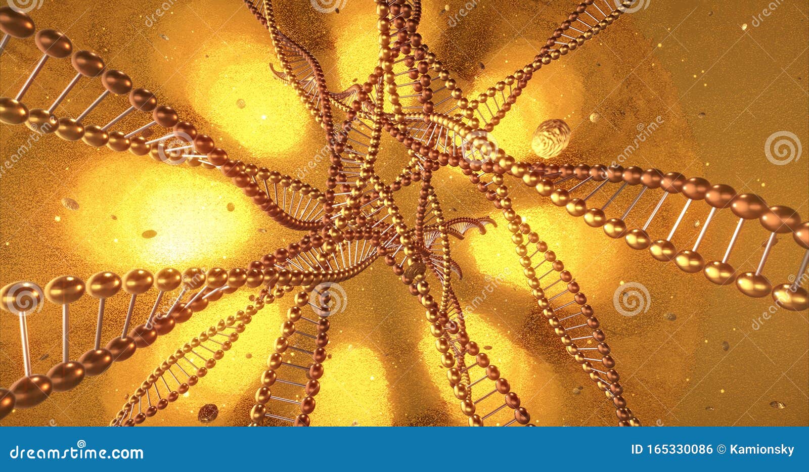 Golden Geometric Background with Swirls of DNA Molecules. 3D Rendering  Stock Illustration - Illustration of backdrop, health: 165330086