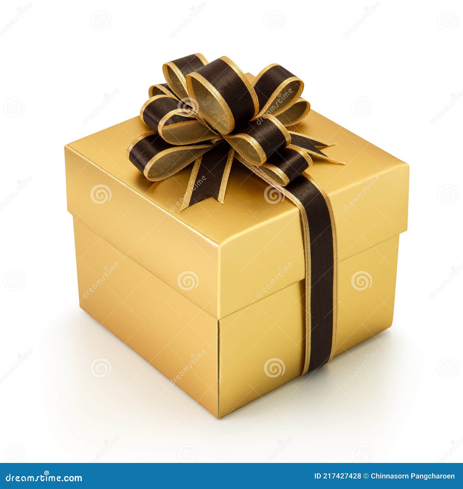 Golden gift box isolated stock photo. Image of celebration 217427428