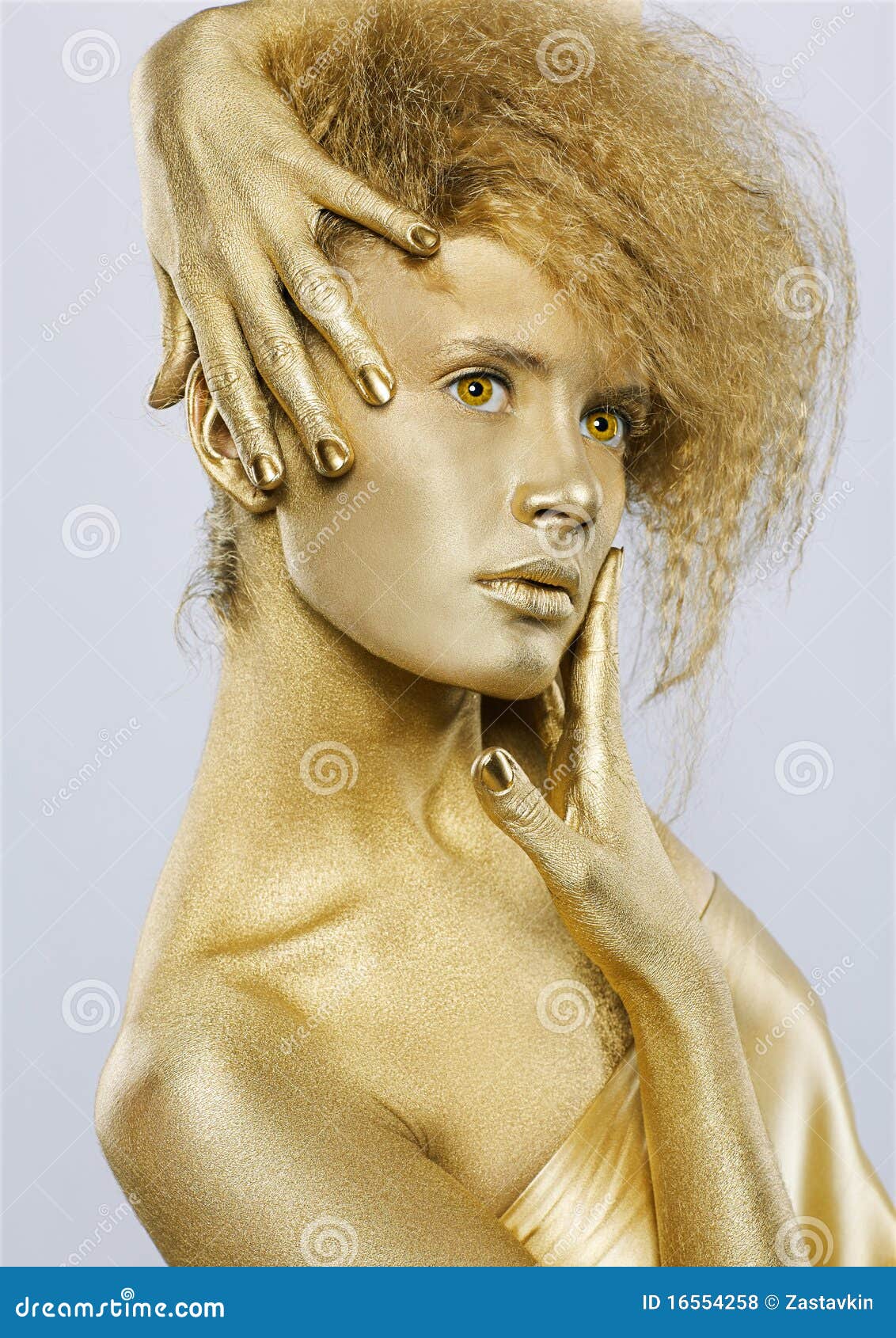 Golden girl stock photo. Image of cosmetics, close, expression 16554258