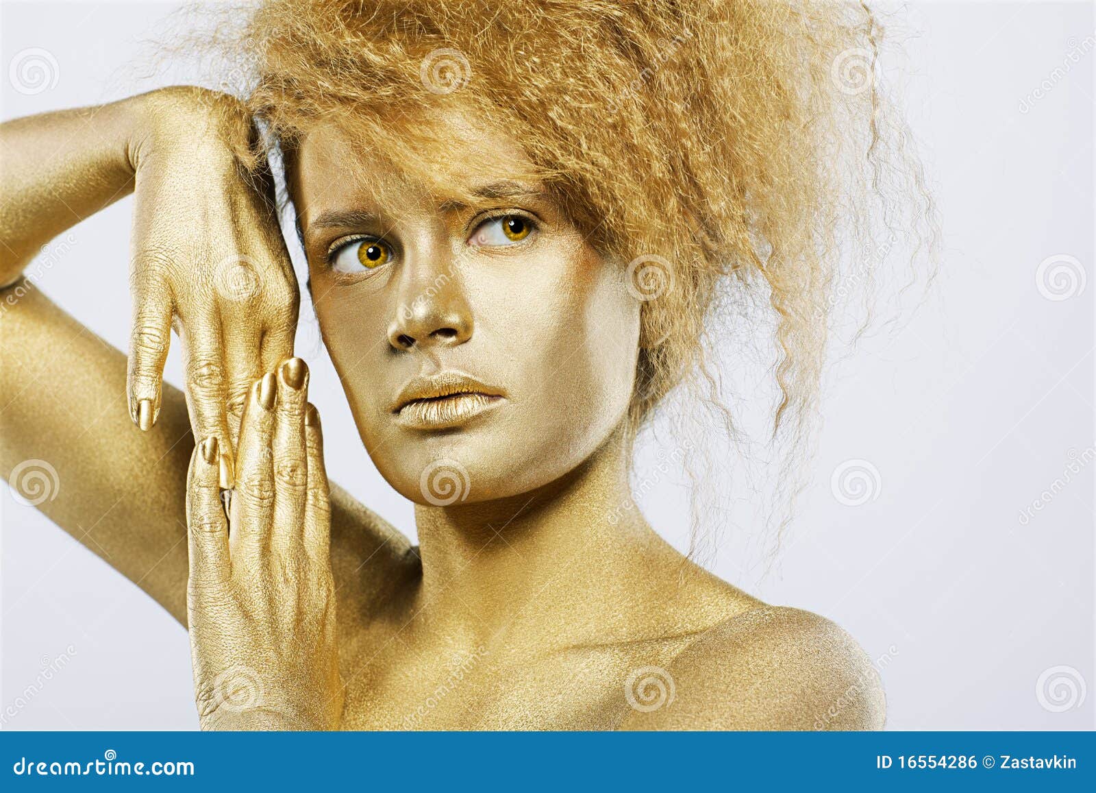 Golden girl stock photo. Image of expression, body, luxury 16554286