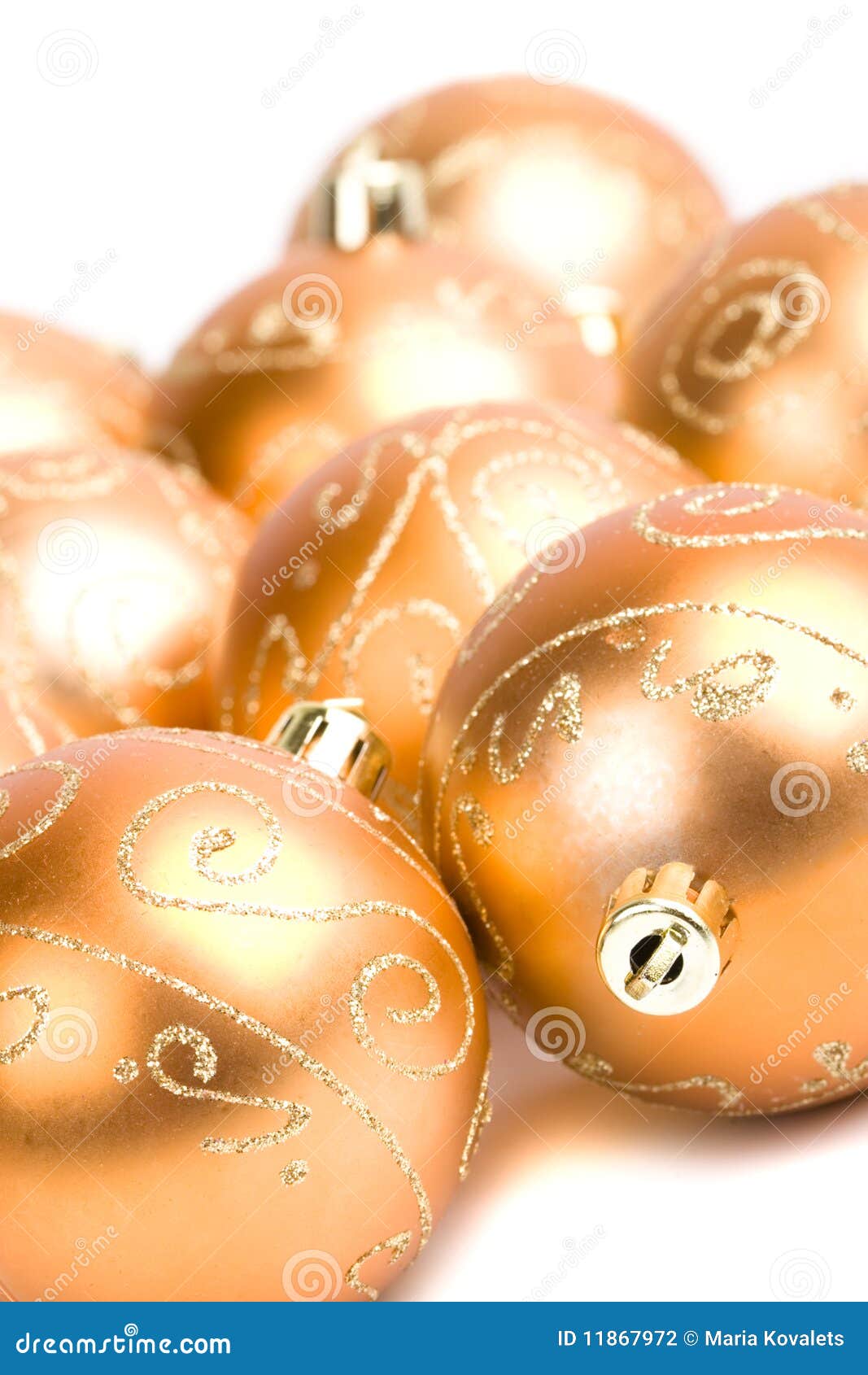Golden Glass Christmas Balls Stock Photo - Image of glass, holiday ...